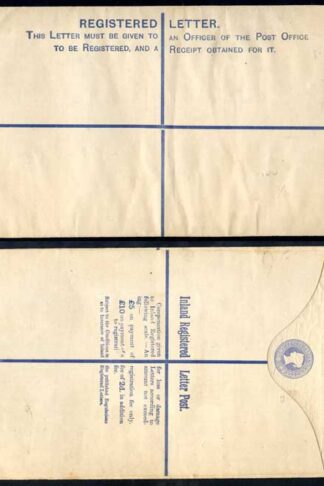 RP15 QV 2d Blue Registered Envelope size K Mint