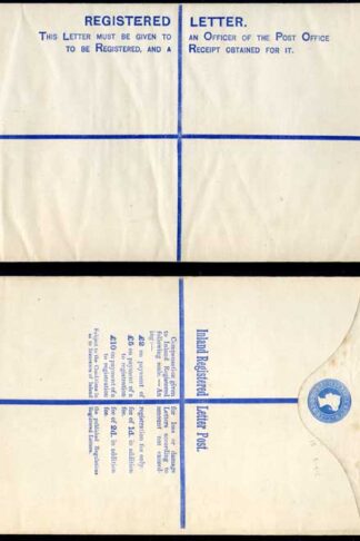 RP14 QV 2d Blue Registered Envelope size K Mint