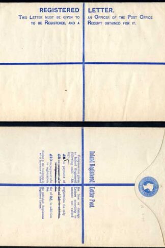 RP14 QV 2d Blue Registered Envelope size K Mint
