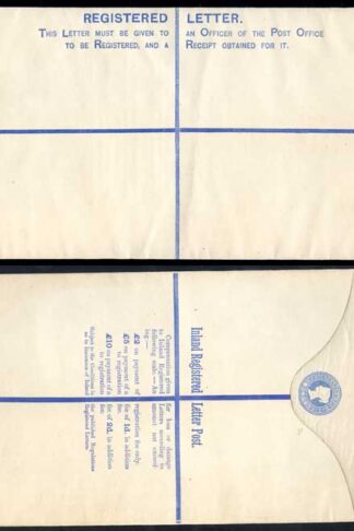 RP14 QV 2d Blue Registered Envelope size K Mint