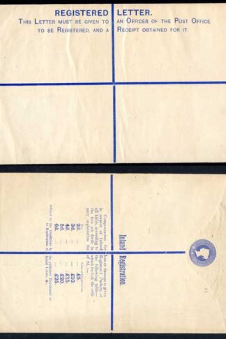 RP16 QV 2d Blue Registered Envelope size K Mint