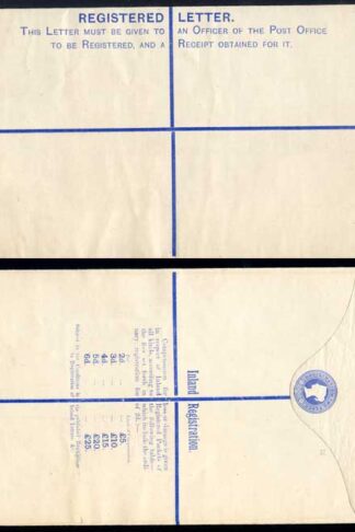 RP16 QV 2d Blue Registered Envelope size K Mint