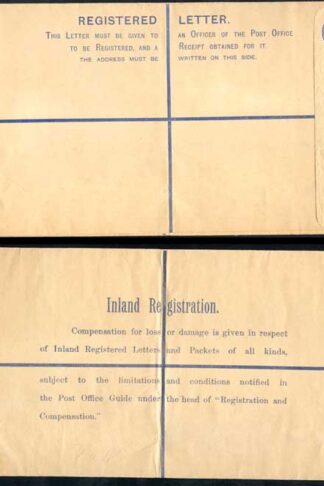 RP23 QV 2d Blue Registered Envelope size K Mint