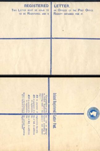 RP14 QV 2d Blue Registered Envelope size K Mint
