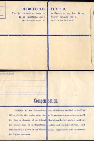 RP54 KGVI 5 1/2d Brown Registered Envelope size K Mint