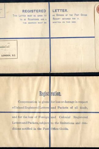 RP26 KEVII 3d Registered Envelope size K Mint with Printing Code F.C.