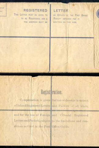 RP29 KGV 3 1/2d Blue Registered Envelope size K Mint Uprated