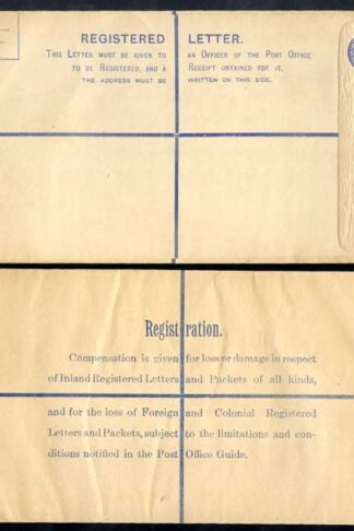 RP29 KGV 3 1/2d Blue Registered Envelope size K Mint