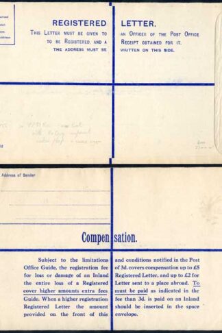 RP54 KGVI 5 1/2d Brown Registered Envelope size K Mint
