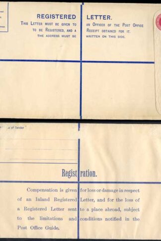 RP45 KGV 4 1/2d Puce Registered Envelope size K Used