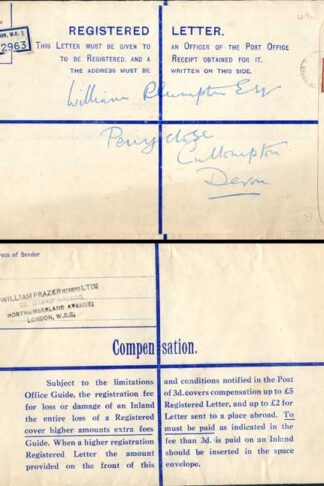RP54 KGVI 5 1/2d Brown Registered Envelope size K Uprated