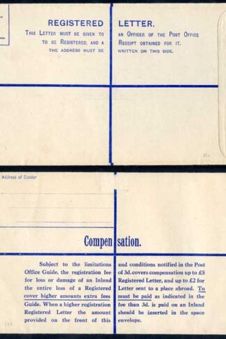 RP54 KGVI 5 1/2d Brown Registered Envelope size K Mint