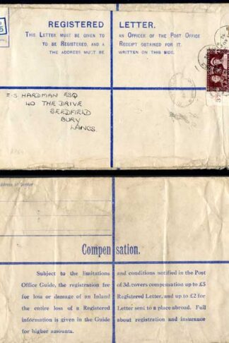 RP54 KGVI 5 1/2d Brown Registered Envelope size K Uprated