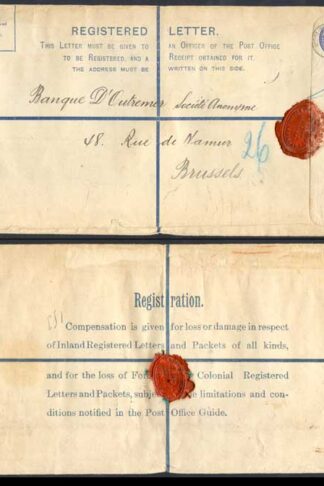 RP29 KGV 3 1/2d Blue Registered Envelope size K Used