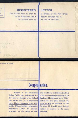 RP54 KGVI 5 1/2d Brown Registered Envelope size K Mint