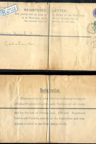 RP29 KGV 3 1/2d Blue Registered Envelope size K Mint Uprated