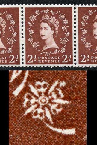 2d Red Brown Spec S36i Dot On Rose Flaw U/M Strip 3