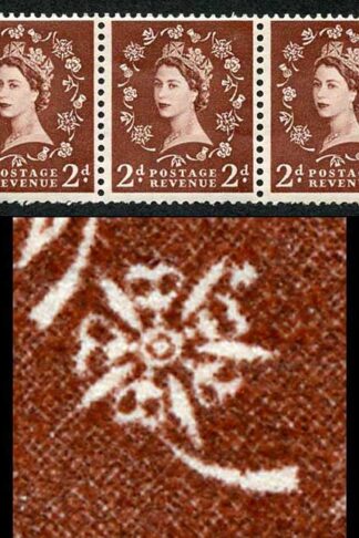 2d Red Brown Spec S36i Dot On Rose Flaw U/M Strip 3