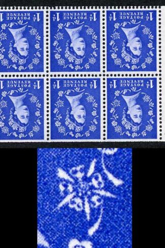 SB39ad 1d Wmk Crowns Inverted Graphite Line with Rose Flaw Booklet Pane of 6 U/M
