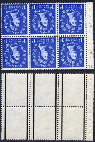 SB39a 1d Wmk Crowns Inverted Graphite Line Booklet Pane of 6 U/M