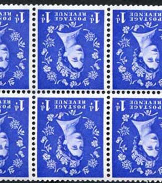 SB39a 1d Wmk Crowns Inverted Graphite Line Booklet Pane of 6 U/M