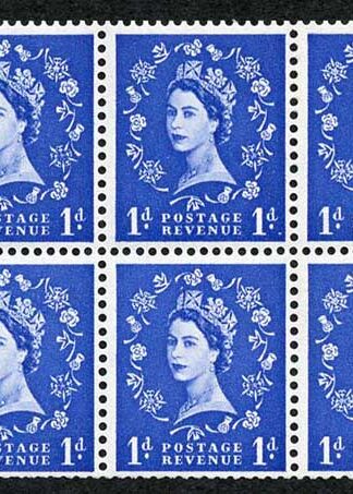 SB30 1d Wmk Crown Upright Cream Paper Cyl F3 No Dot Pane of 6 U/M