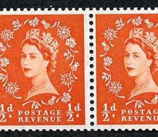SB3 1/2d Wmk Tudor Crown Perf E Booklet Pane of 2 U/M