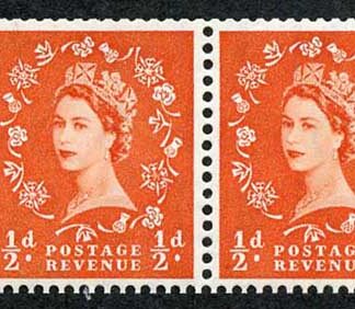 SB3 1/2d Wmk Tudor Perf Type E Booklet Pane of 2 U/M