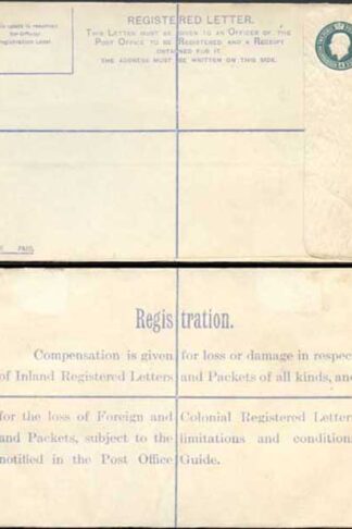 RP30 KGV 4d Grey-green Registered Envelope HO under the Flap Size H MINT