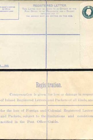 RP30 KGV 4d Grey-green Registered Envelope LO under the Flap Size H MINT