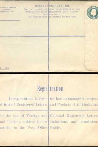 RP30 KGV 4d Grey-green Registered Envelope EO under the Flap Size H MINT