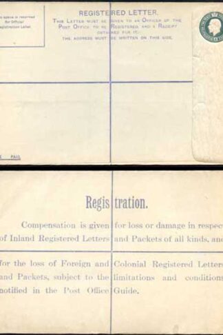 RP30 KGV 4d Grey-green Registered Envelope EO under the Flap Size H MINT