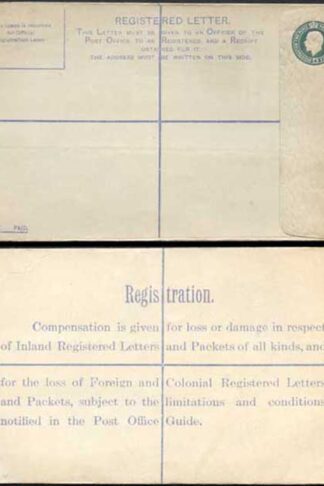 RP30 KGV 4d Grey-green Registered Envelope HO under the Flap Size H MINT