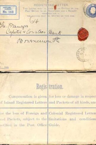 RP29 KGV 3 1/2d Blue Registered Envelope EM under the Flap Size H Used