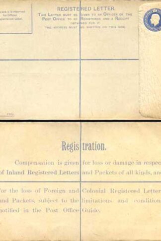 RP29 KGV 3 1/2d Blue Registered Envelope BO under the Flap Size H Used