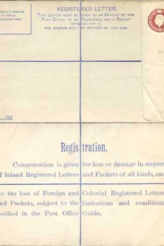 RP28 KGV 3d Brown Registered Envelope ML under the Flap Size H MINT
