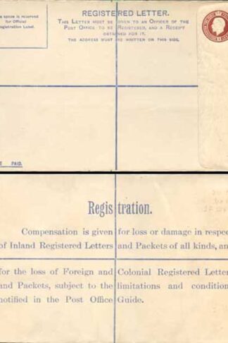 RP28 KGV 3d Brown Registered Envelope JF under the Flap Size H MINT