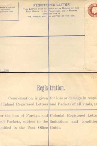RP28 KGV 3d Brown Registered Envelope GG under the Flap Size H MINT