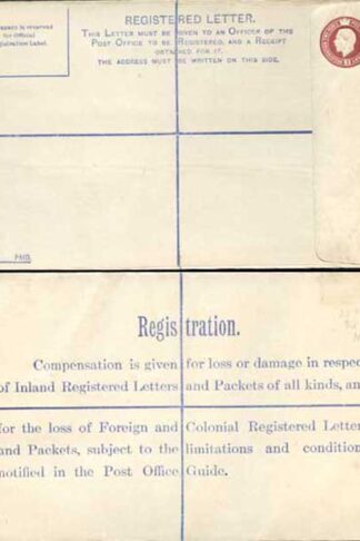 RP28 KGV 3d Brown Registered Envelope ML under the Flap Size H MINT