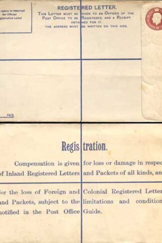 RP28 KGV 3d Brown Registered Envelope CH under the Flap Size H MINT