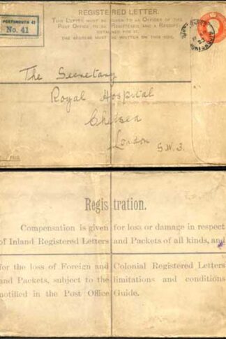RP30 KGV 5d Orange Registered Envelope ?? under the Flap Size H Flap 8 USED RARE