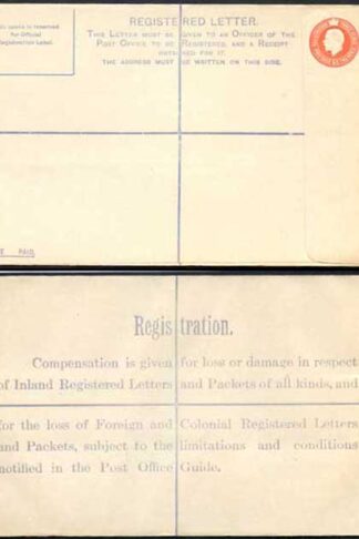 RP30 KGV 5d Orange Registered Envelope GP under the Flap Size H Flap 6 MINT