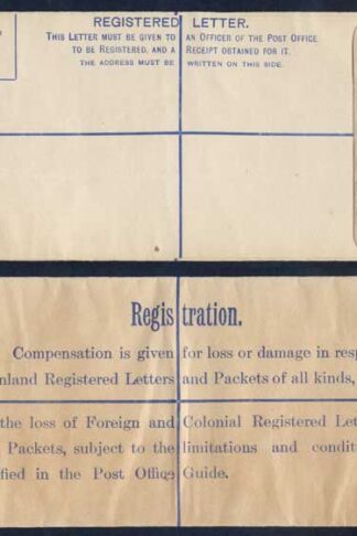 RP28 KGV 3d Registered Envelope size H2 Mint