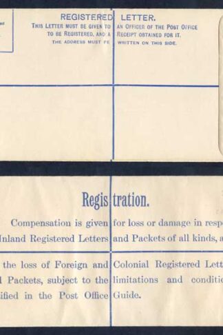 RP28 KGV 3d Registered Envelope size H2 Mint