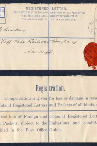 RP28 KGV 3d Registered Envelope size H2 Used