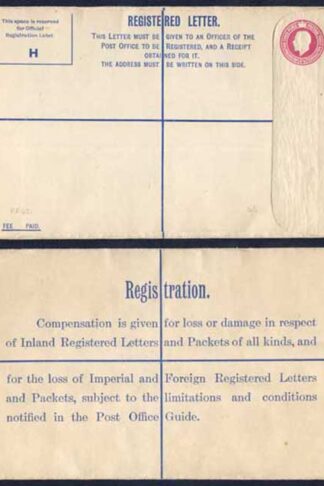 RP42 KGV 4 1/2d Registered Envelope size H Mint