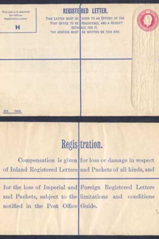 RP42 KGV 4 1/2d Registered Envelope size H Mint