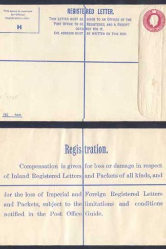 RP42 KGV 4 1/2d Registered Envelope size H Mint