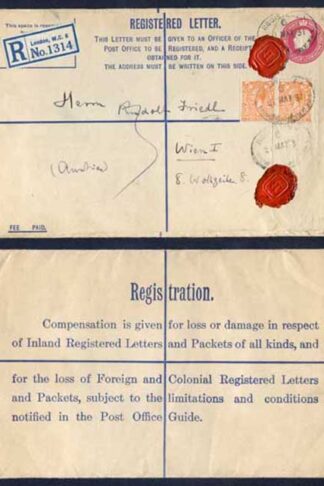 RP39 KGV 4 1/2d Registered Envelope size H UPRATED