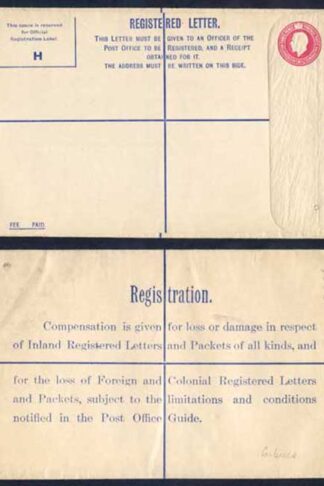 RP39 KGV 4 1/2d Registered Envelope size H Mint